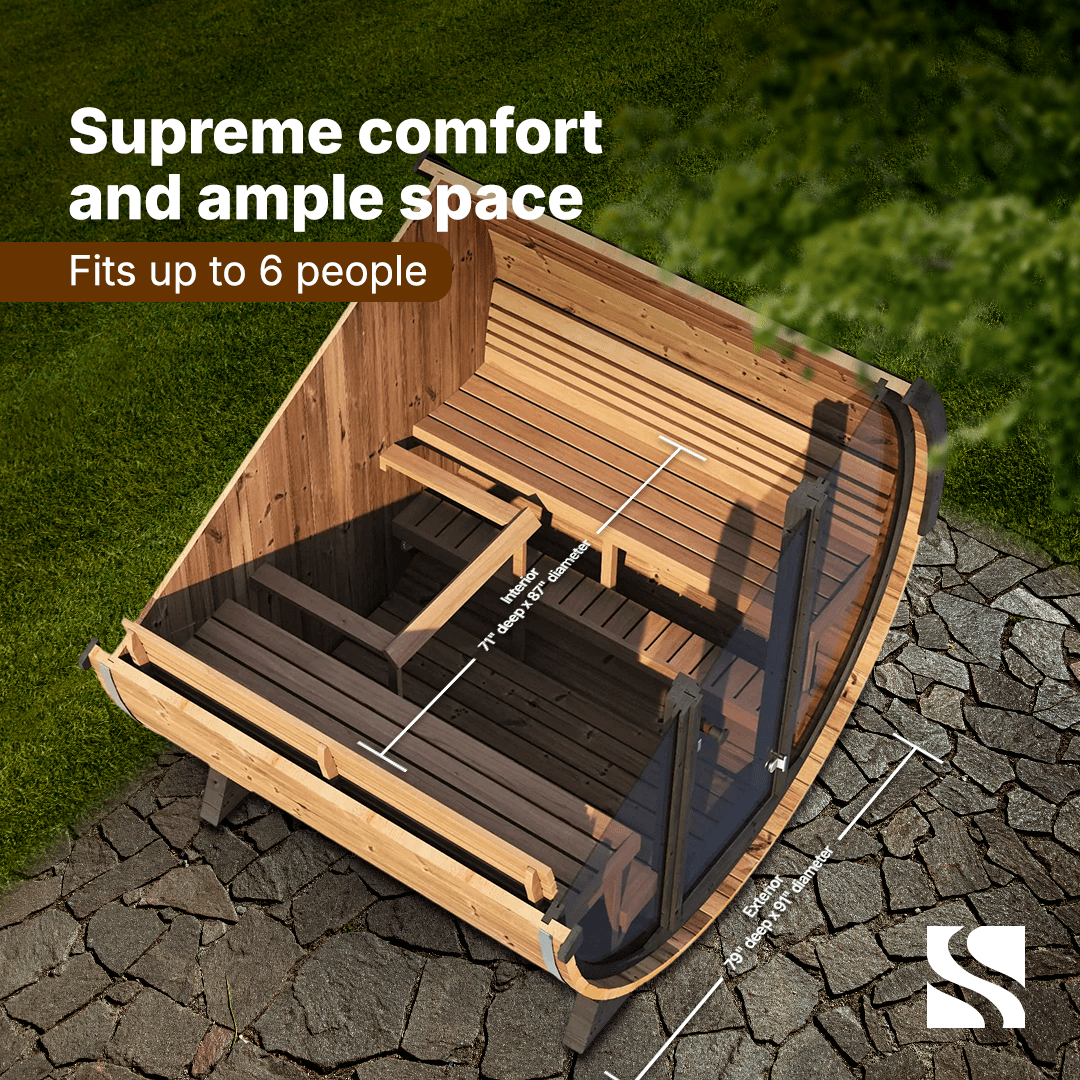 SaunaLife Model EE8G 6 Person Barrel Sauna