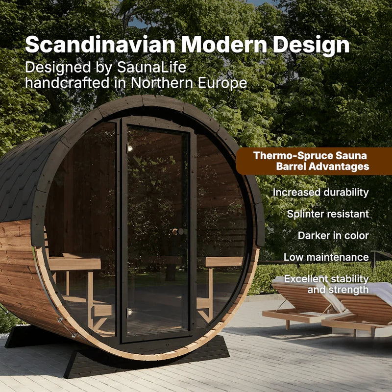 SaunaLife Model EE8G 6 Person Barrel Sauna