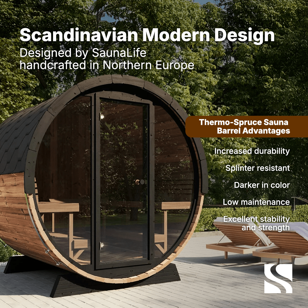 SaunaLife Model EE8G 6 Person Barrel Sauna