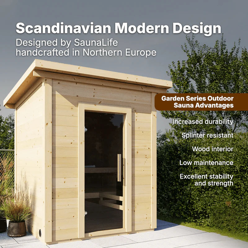 SaunaLife Model G2 4 Person Garden Series Outdoor Home Sauna Kit