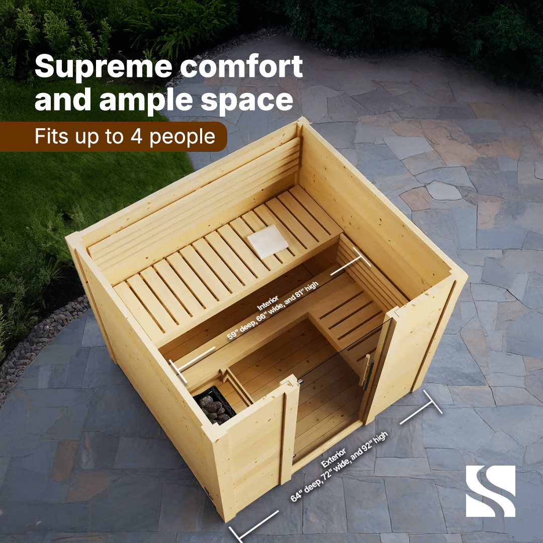 SaunaLife Model G2 4 Person Garden Series Outdoor Home Sauna Kit