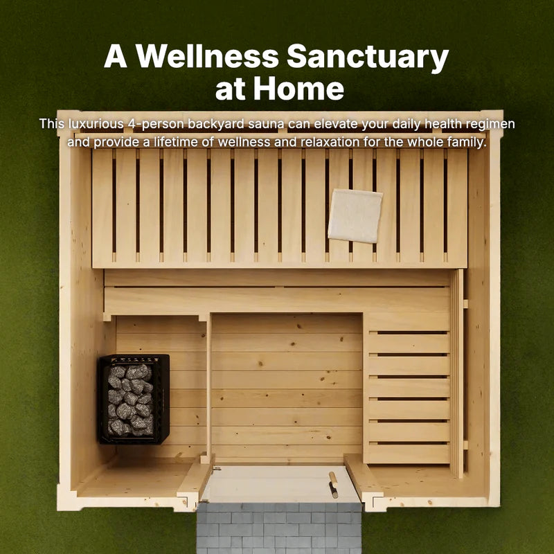 SaunaLife Model G2 4 Person Garden Series Outdoor Home Sauna Kit