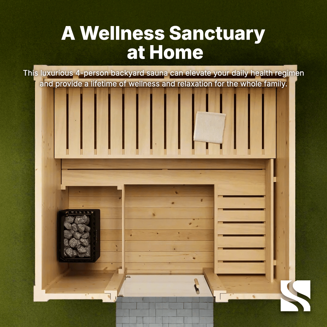 SaunaLife Model G2 4 Person Garden Series Outdoor Home Sauna Kit