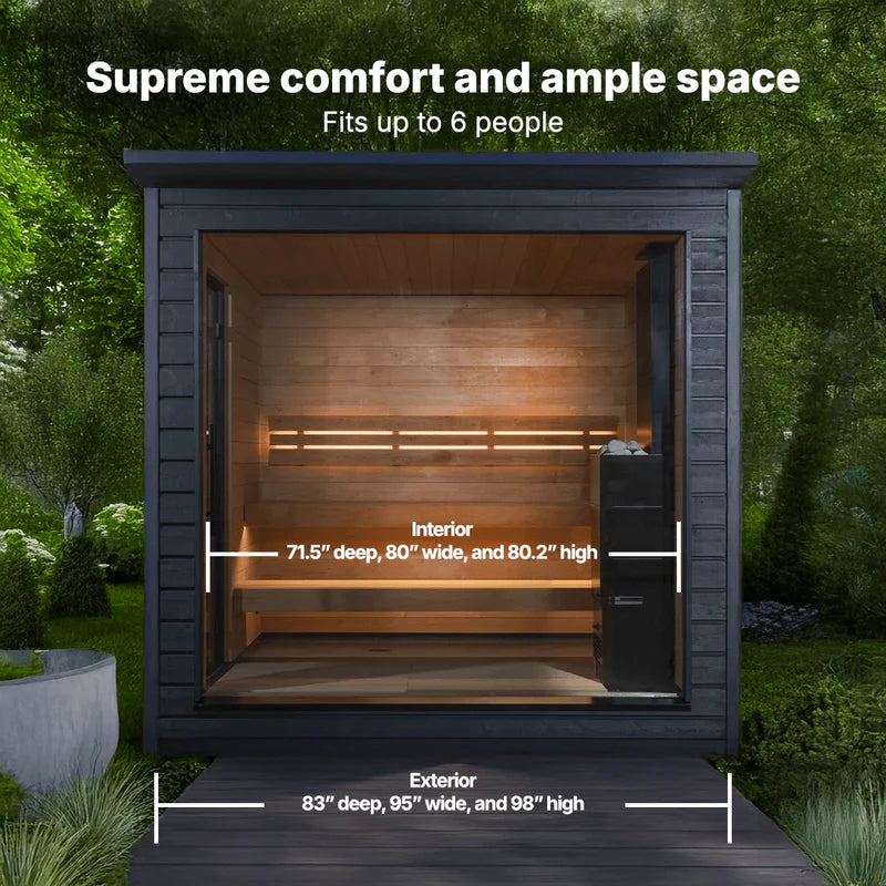 SaunaLife Model G6 5 Person Garden Series Pre-Assembled Outdoor Home Sauna