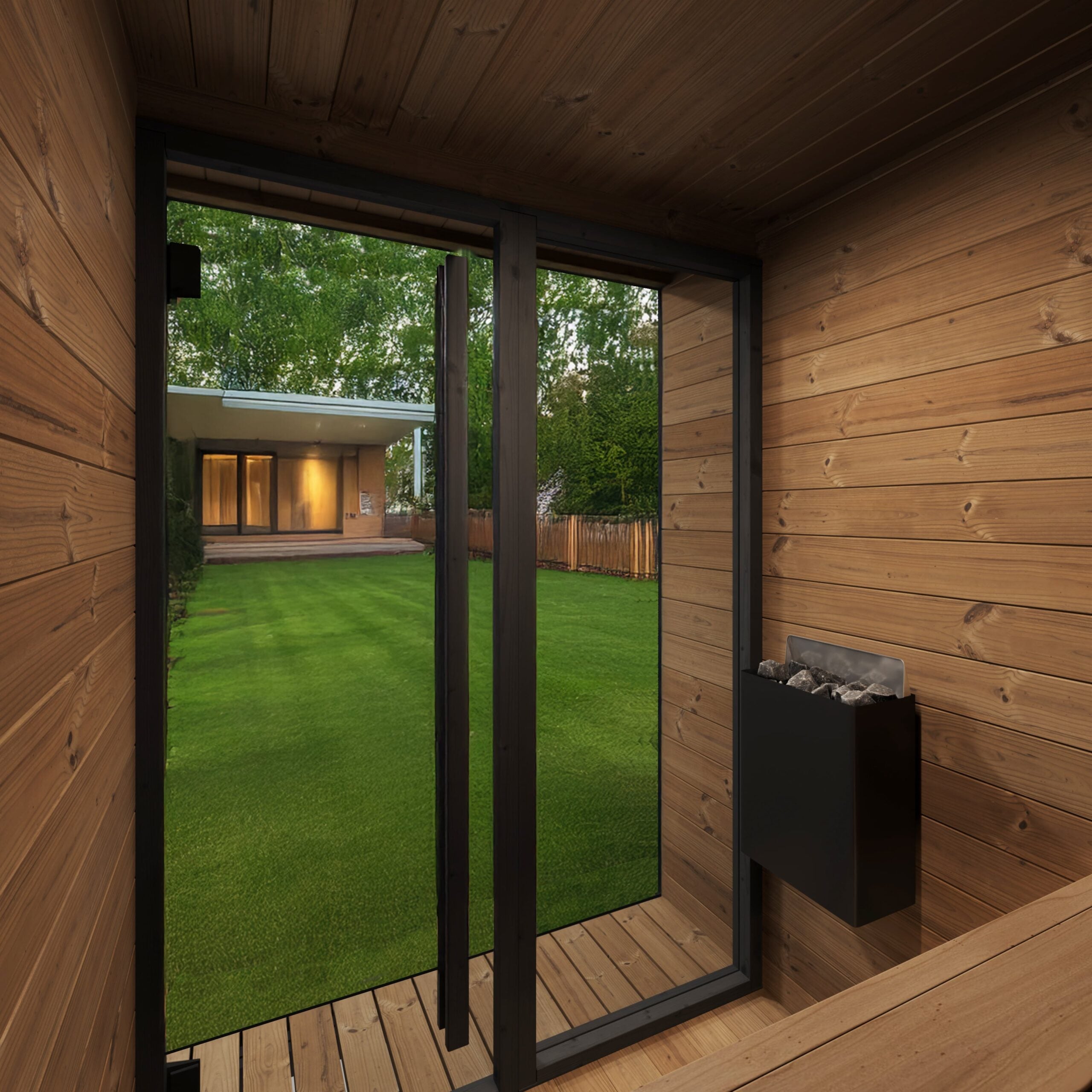 SaunaLife Model GL4 4 Person Garden Luxury Series Outdoor Sauna Kit