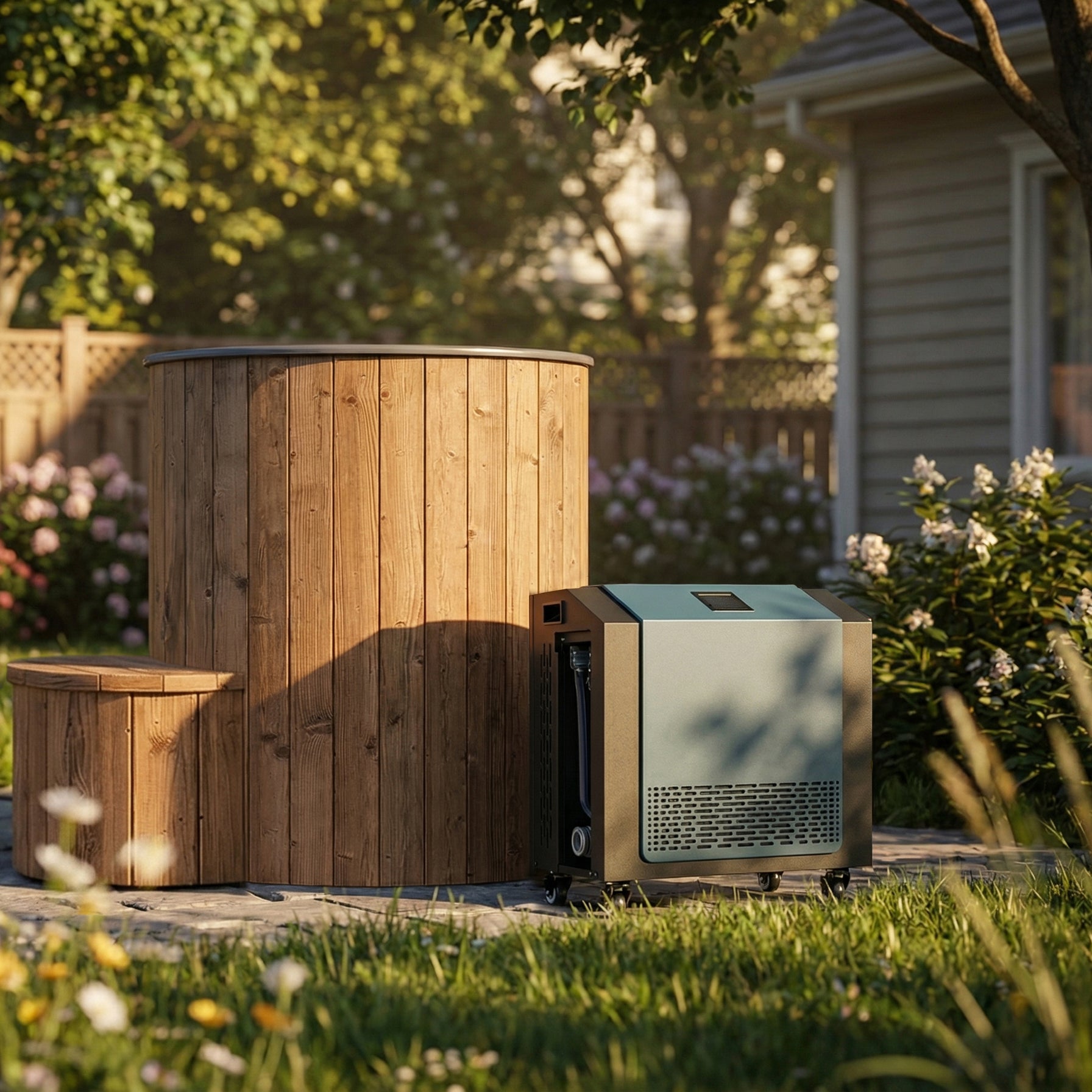 SaunaLife S1 1-Person Cold Plunge Tub and Chiller / Heater Package