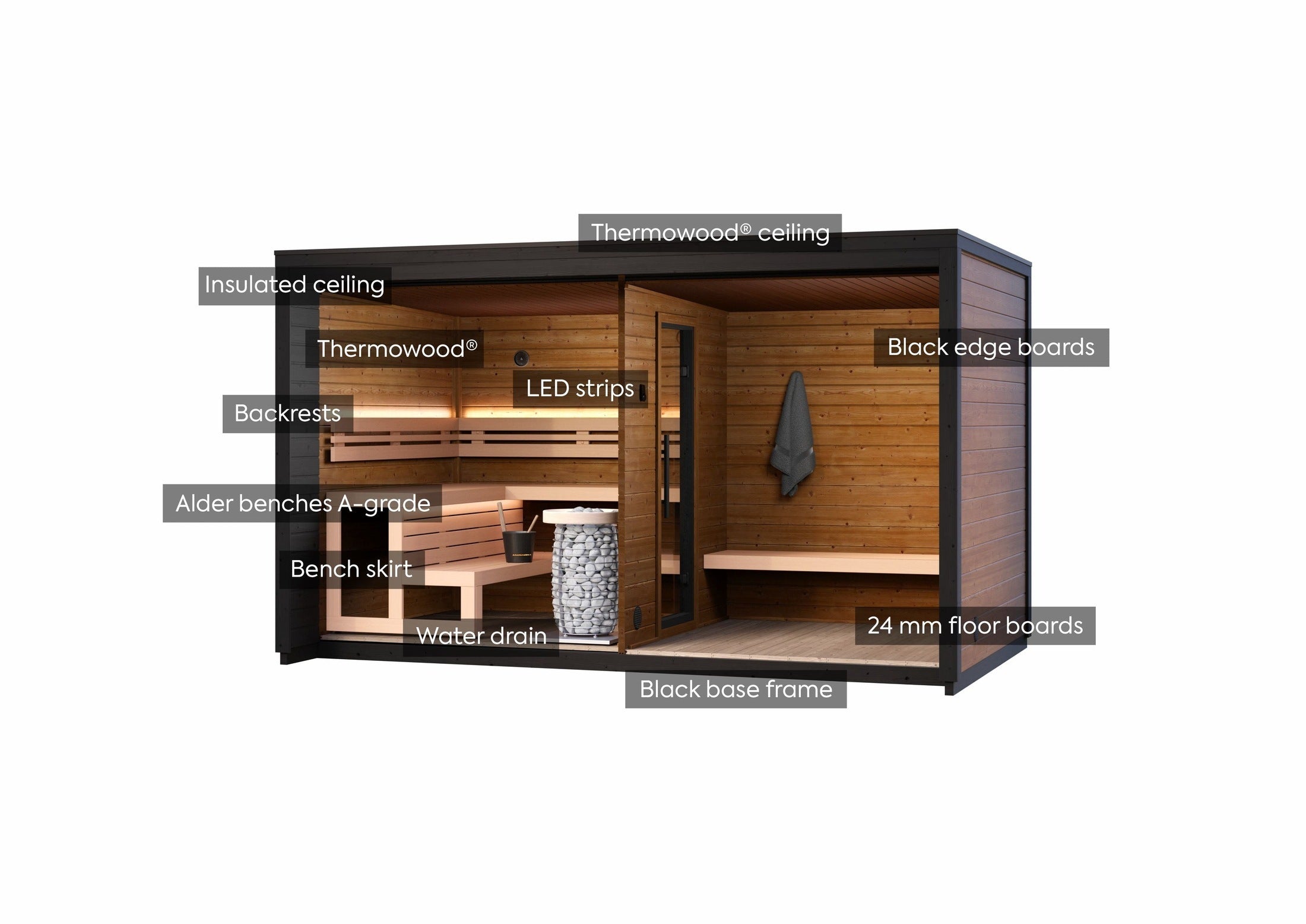 Leil Patio L 5 Person Outdoor Sauna with Large Changing Room